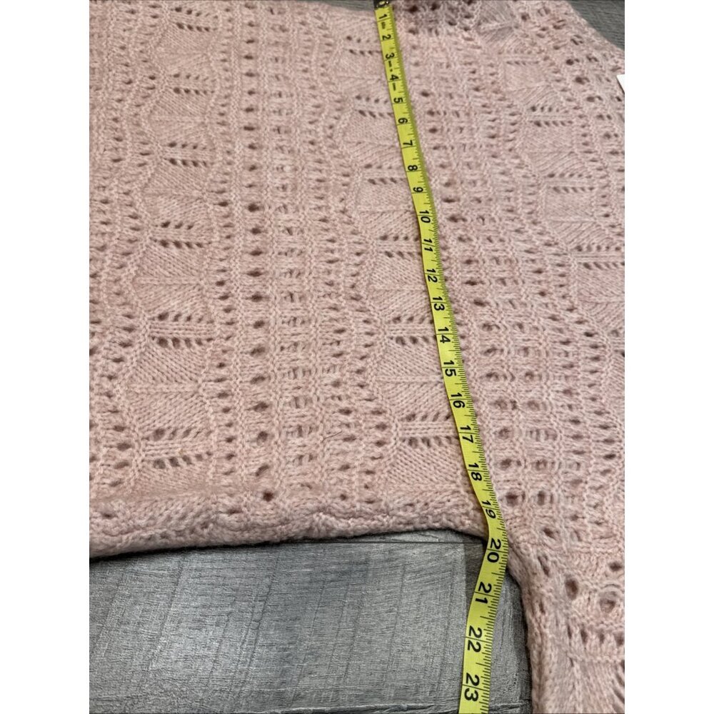 Caslon Sweater Womens Medium Pink Open Knit Mock Soft Lightweight Nordstrom NEW - Picture 4 of 9